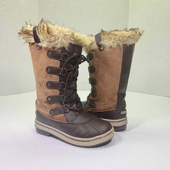 Khombu Shoes - Khombu Women's Nordic 2 Tall Winter Boots, Brown Faux Fur Leather & Man-made Siz
